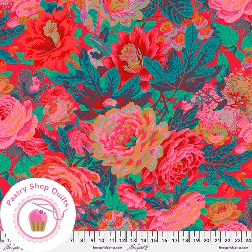 KAFFE FASSETT Free Spirit FLORAL BURST PWPJ029R Red Quilt Fabric Flowering Plants