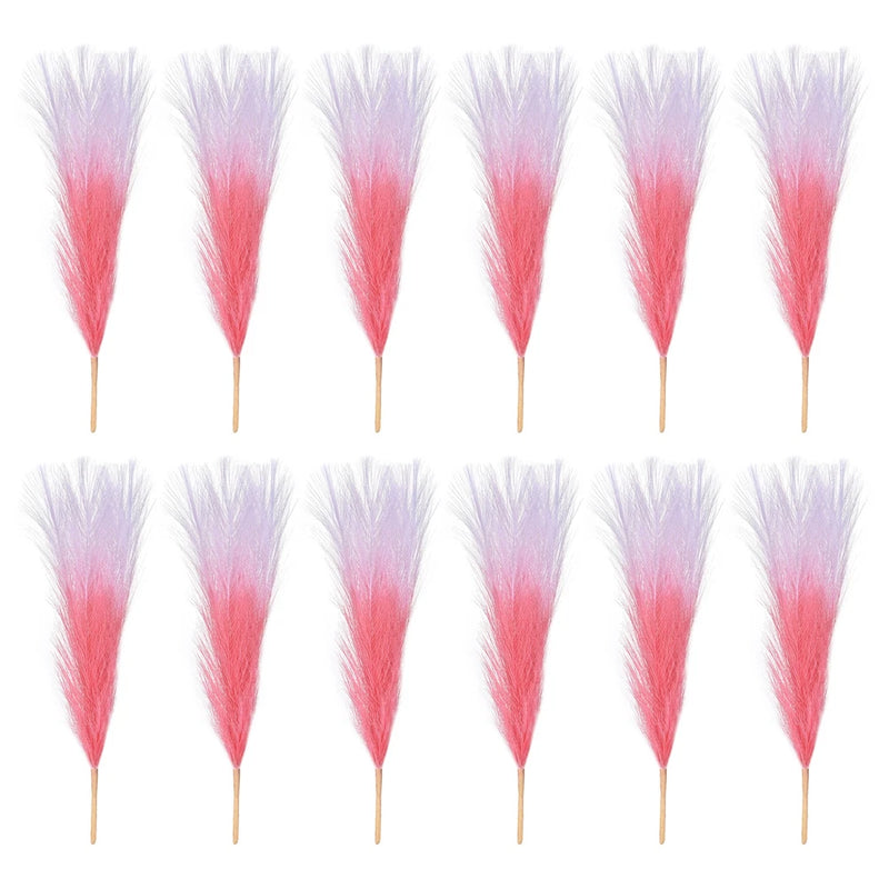 12 Pcs 17 Inch Faux Pampas Grass Artificial Boho Decor Gradient Pink Pampas Grass