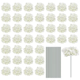 MECCANIXITY Silk Artificial Hydrangea Flowers, White Flowers Hydrangea