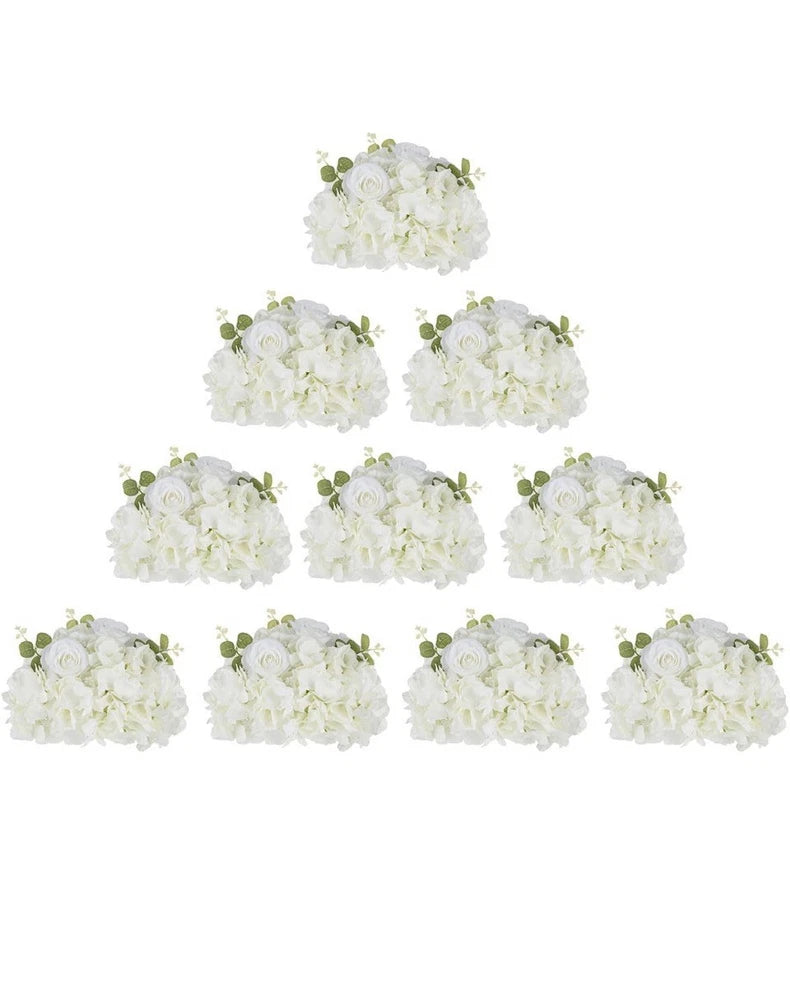 Artificial Flower Balls For Wedding Centerpieces 2 Pcs 11.8" White Hydrangeas Hydrangea
