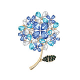 Blue Crystal Rhinestone Hydrangea Flower Brooch Pin Hydrangea