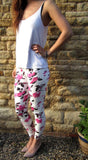 FULL LENGTH Leggings Summer Roses Print SIZE  8 10 12 14 16 18 20 Roses