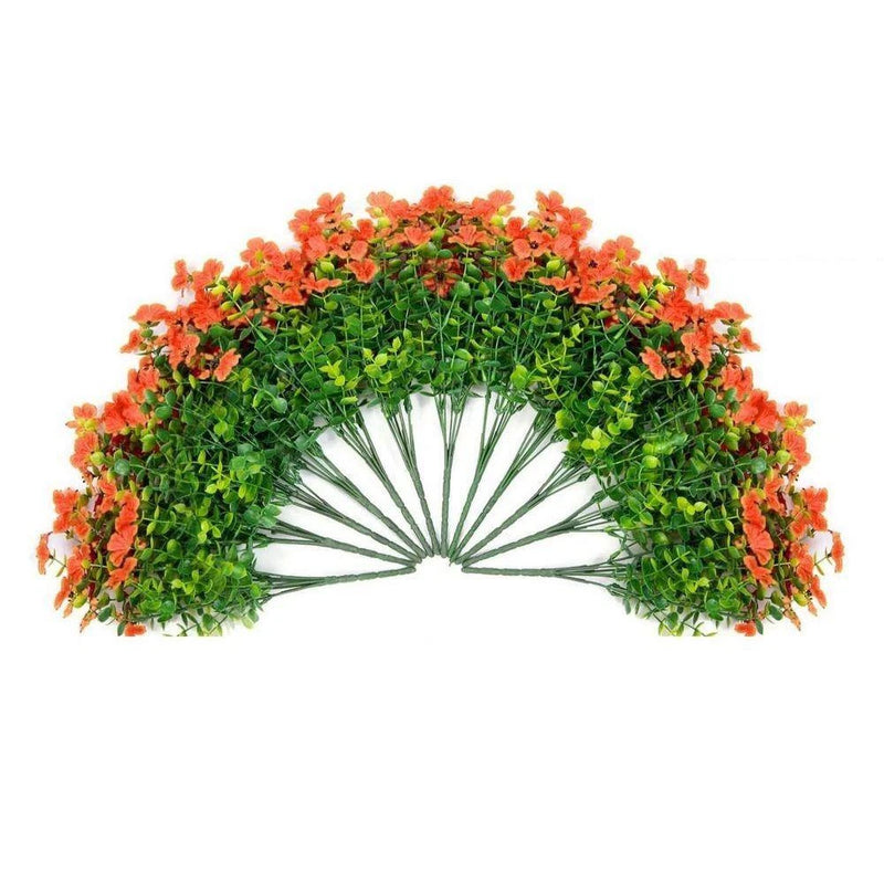 12 Bundles 13.8 In. Orange Artificial Faux Flowers Silk Daisy with Eucalyptus Daisies