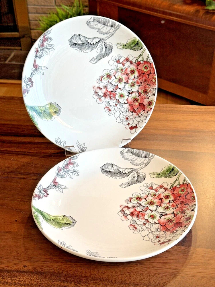 Pair of Edie Rose by Rachel Bilson HYDRANGEA Dinner Plates Floral Cottagecore Hydrangea