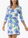 Mahi Gold Hydrangea Print Palm Dress Size Large V-Neck Hydrangea