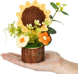 Handmade Crochet Flowers for Teachers Office Desk Decor, Durable Crocheted Sunfl Sunflower