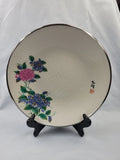 Vtg Japanese Hand Painted Porcelain Hydrangeas Flowers Bowl w/Platinum Trim.  42 Hydrangea