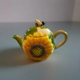 Single Cup Sunflower Teapot With A Bee A Top The Lid Sunflower