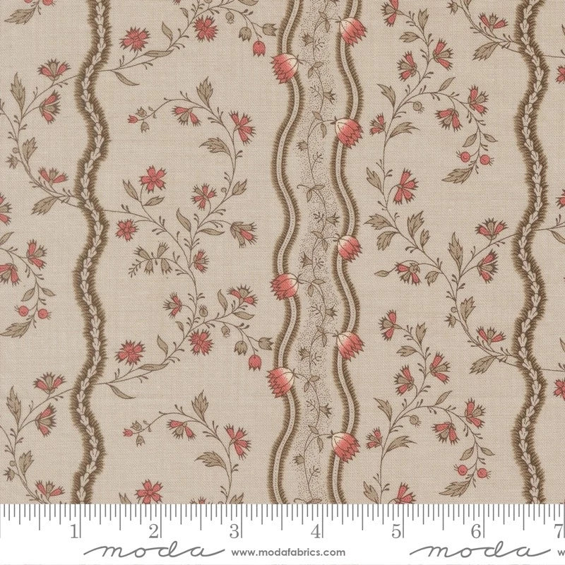 Fleur de Paris Smoke Stripe by French General Moda 1/2 Yd 13993 16 Flowering Plants