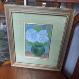 Hydrangea Pair- Acrylic Original By Artist Matted And Famed In Gold Frame Hydrangea