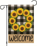 Buffalo  Welcome Wreath Garden Flag Sunflower Flower Flag 12X18 Double Sided Tro Sunflower