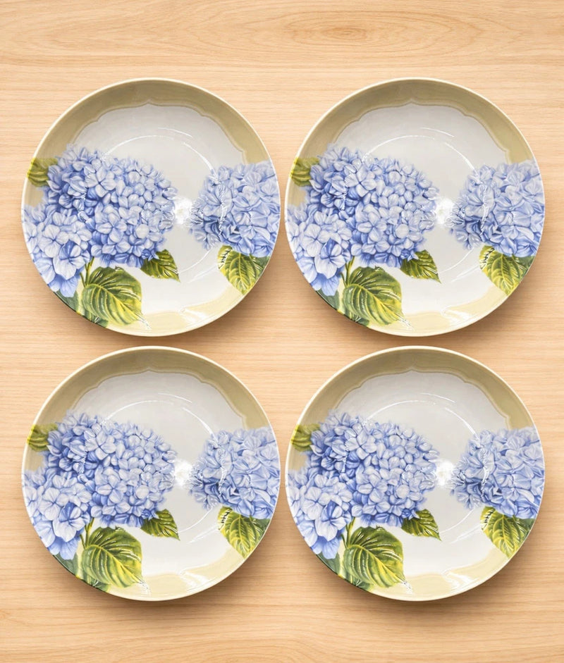 Pasta Dinner Bowls With Hydrangea & Textured Tim 8.5Ó Set-4 Hydrangea