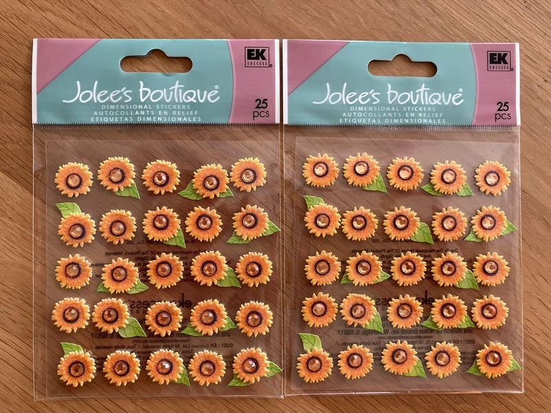 Sunflowers, flower, 3D scrapbook sticker - Jolees 50-20753 Lot Of 2 Packs Sunflower