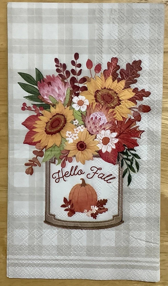 TWO Hello Fall Autumn Sunflowers Floral Sunflower Flowers Napkins Decoupage Sunflower