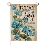 Blue Hydrangea Inspirational Small Decorative Garden Flag, Today I Choose Joy... Hydrangea