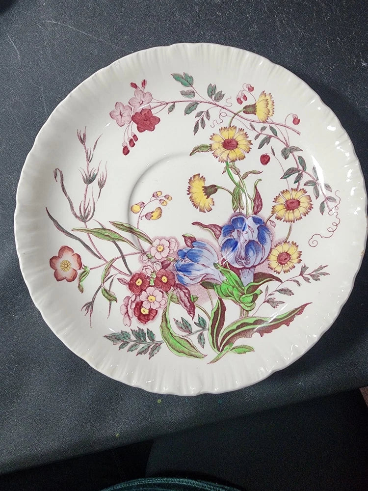 Wedgwood of Etruria England Ranunculus Pie Crust Edge Saucer Plate 6  5/8" Ranunculus