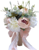 Artificial Flower Bridal Bouquet With White, Champagne, Pink Silk Flower Bouquet Bouquet