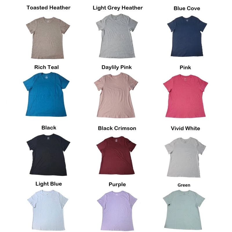 Members Mark Women's Essential Short Sleeve Relaxed Fit Crewneck Tee Roses