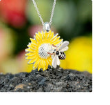 YELLOW SUNFLOWER HONEY BEE FLOWER Pendant 22