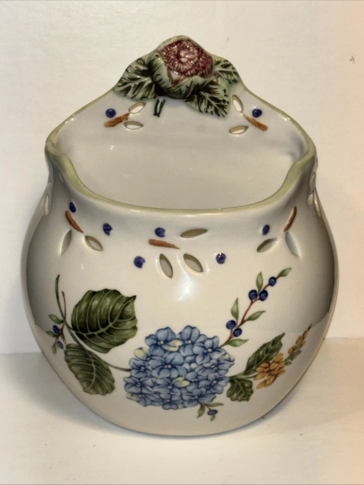 Princess House Vintage Garden Hydrangeas Wall Hanging Pocket Ceramic Vase Decor Hydrangea