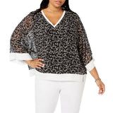 TOMMY HILFIGER NEW Women's Plus Size Printed Chiffon Blouse Shirt Top TEDO Roses