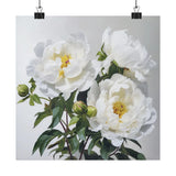 White Peonies Flower Art Print, White Flower Painting, Flower DŽcor 08 Peony