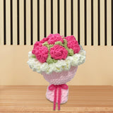 Crochet Flower Bouquet Faux Sturdy Handmade Knitted for Table Wedding Home Green Plant
