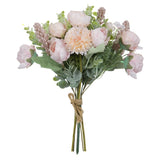 3Pcs Peony Bouquet Light Pink Champagne Rose Artificial Flowers Eucalyptus Pl... Peony