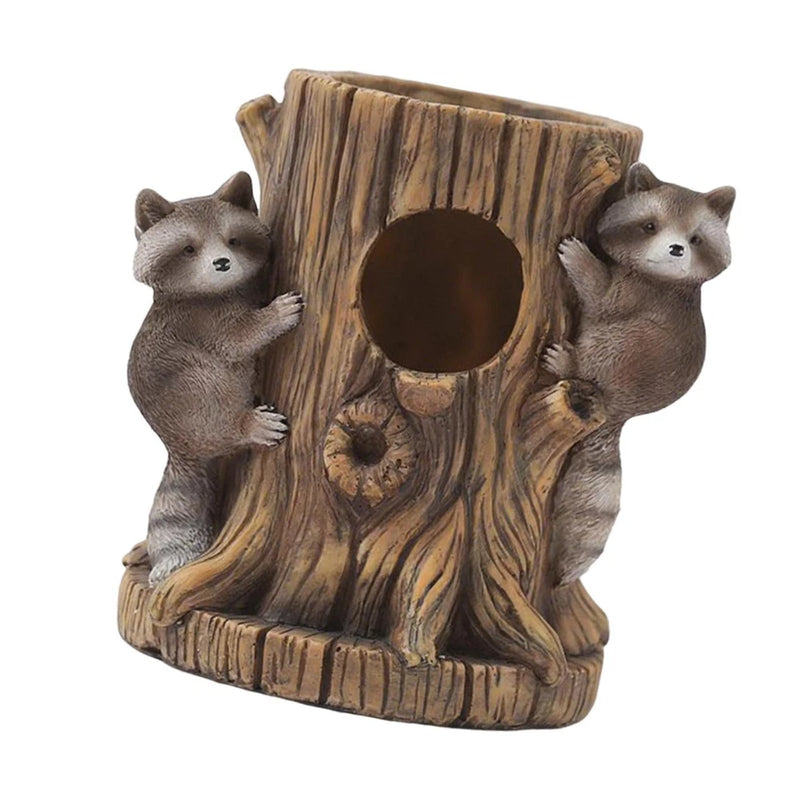 Raccoon Stump Flowerpot Rustic Craft Planter for Living Room Office Garden Garden Plants