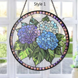 Blue Hydrangea Stained Glass Suncatcher Window Hanging, Hydrangea Glass Decor Hydrangea