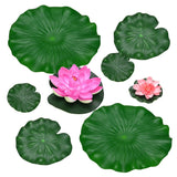 1-Set Artificial Lotus Flower with Water Lily Pad, 4/7/11" [Pink, Light Pink] Lily