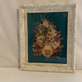 Pressed Dried Flowers, Vintage, Under Glass, Wooden Frame, Wall Art, Hand Made Dried Flower