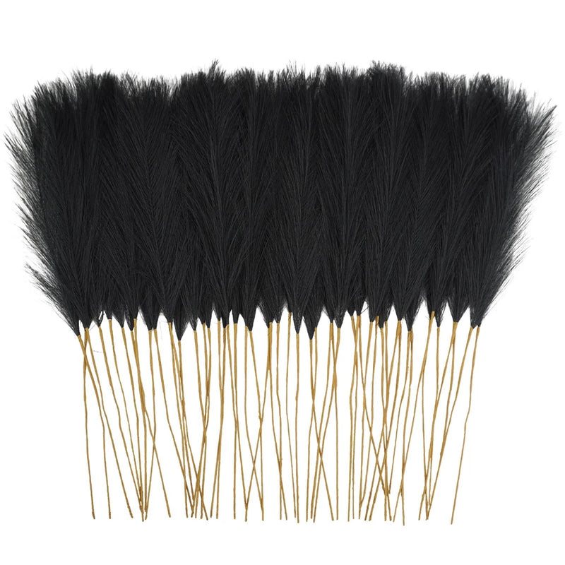 50 PCS 21.6 Inch Faux Black Pampas Grass Artificial Fake Floral Branches Vase Pampas Grass