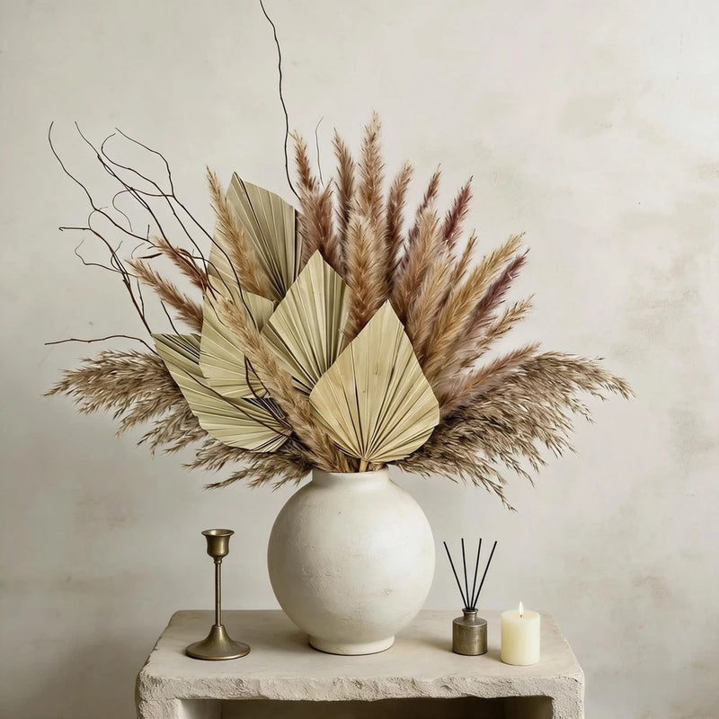 Dried Palm Leaves Pampas Grass Boho Decor Fluffy Dried Plants with Natural Wi... Pampas Grass