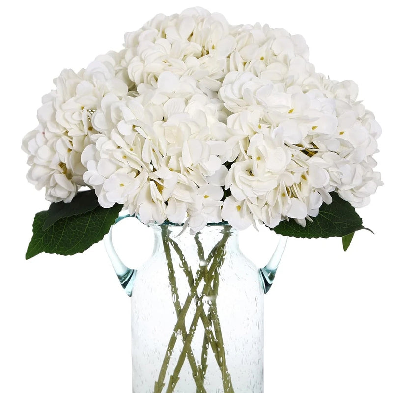 6 Pcs Artificial Silk Hydrangea Flowers  Bouquet Arrangement White/pink/green Bouquet