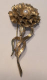 Vintage Boucher Gold Pearl Carnation Flower Pin Brooch Carnation