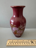 BURGUNDY ASIAN PEONY MUM FLOWER CERAMIC VASE VINTAGE Peony