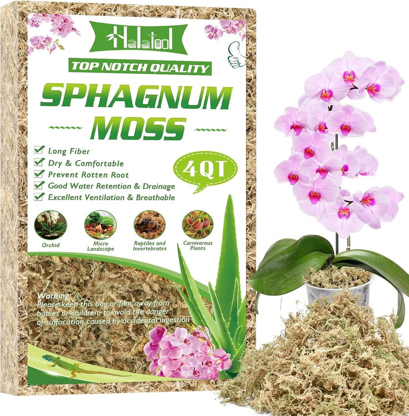 3.6OZ Premium Sphagnum Moss for Indoor Plants, 4 QT Orchid Moss Potting Mix - Na Orchids