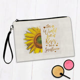 Gift Makeup Bag : Be a Sunflower Quote Roses Flower Floral Yellow Decor Sunflower
