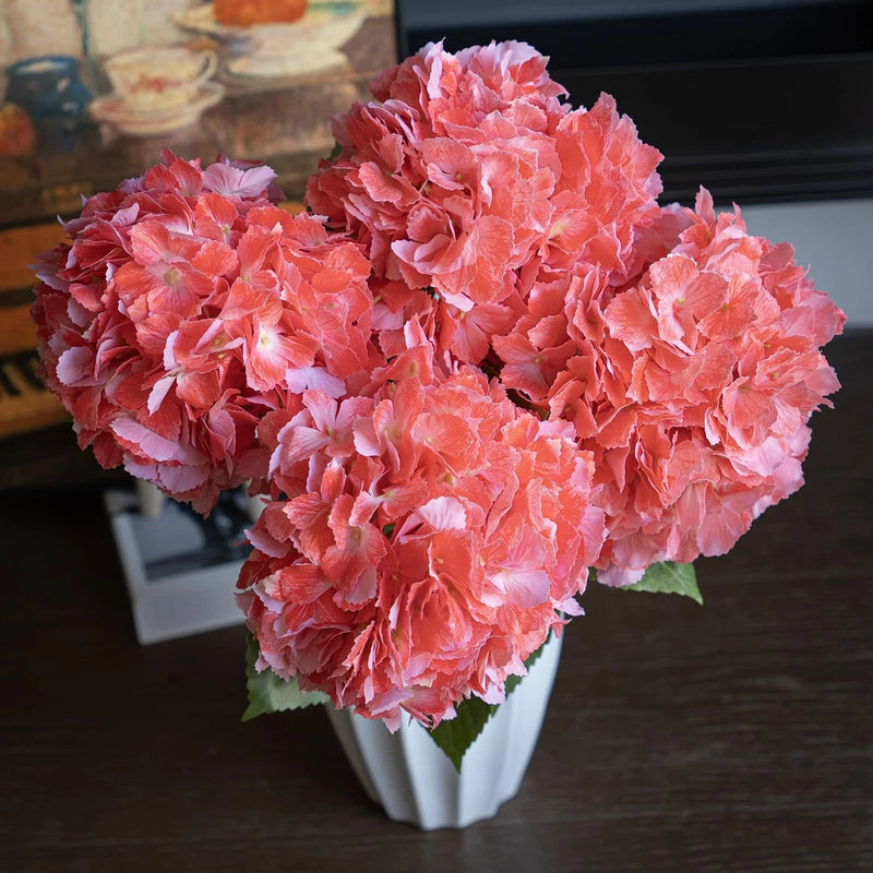 4pcs 24.4'' Realistic Large Artificial Hydrangea Flowers with Long Stem,Coral... Hydrangea
