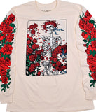 GRATEFUL DEAD-WOODCUT WHEEL ROSES-BERTHA-2 SIDED LONG SLEEVE-T-SHIRT M-L-XL-XXL Roses