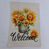 Garden Flag Welcome Sunflower Tin Metal Bucket design decor Sunflower
