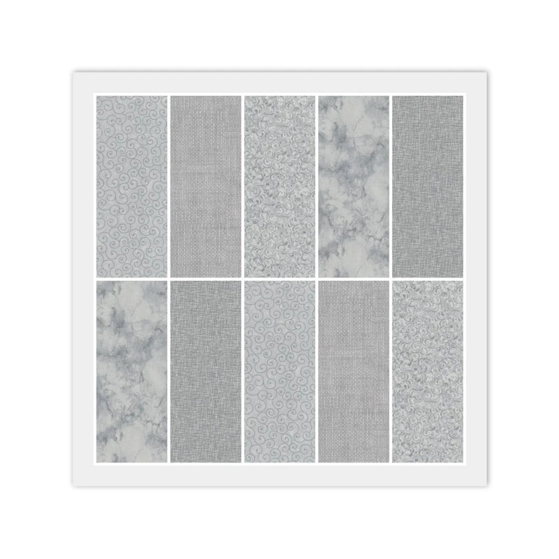 20) 2 1/2" Strip GRAY JELLY ROLL: 100% Cotton Fabric, 5 Prints 4 of Each Flowering Plants