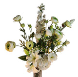 Artificial White Floral Bouquet W/ Lilies Roses & Hydrangeas - 13 Stems Realisti Hydrangea