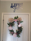 Peony and Spring Mix Spring/Summer Wreath w/Pompas grass for Front Door, Handmad Pampas Grass