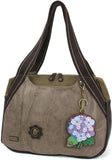 New Chala Bowling Zip Tote Large Bag Stone Gray Coin Purse HYDRANGEA Flower Hydrangea
