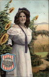 Flower of Kansas woman Tuck State Belles series sunflower vintage postcard Sunflower