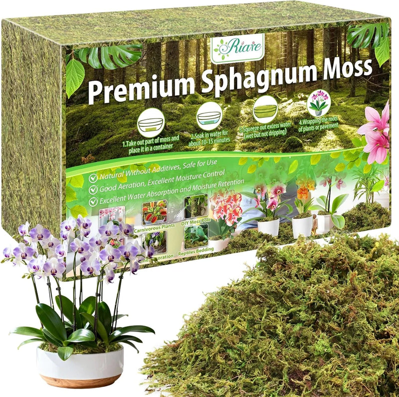 3.3LBS Premium Sphagnum Moss for Plants- 60QT Natural Dried Plant Moss for Potte Orchids