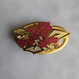 Japanese Hydrangea Obi -Dome Brooch Flower F2 Retro Gold Hydrangea