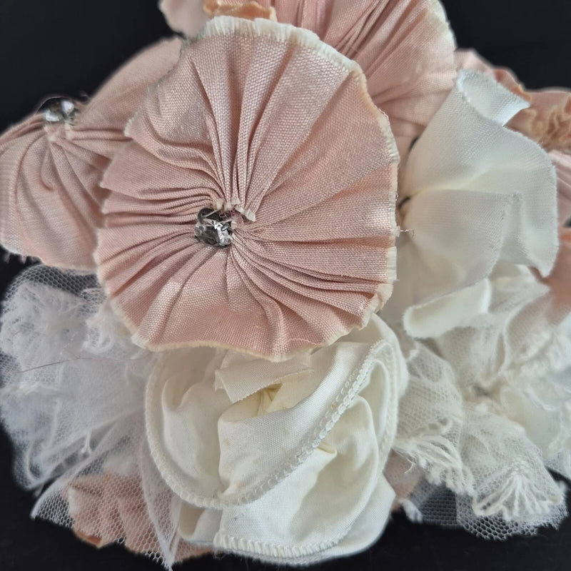 Bride's Bouquet Flowers Pink Silk & Fabric Pretty Vintage Style Wedding  20cm Bouquet